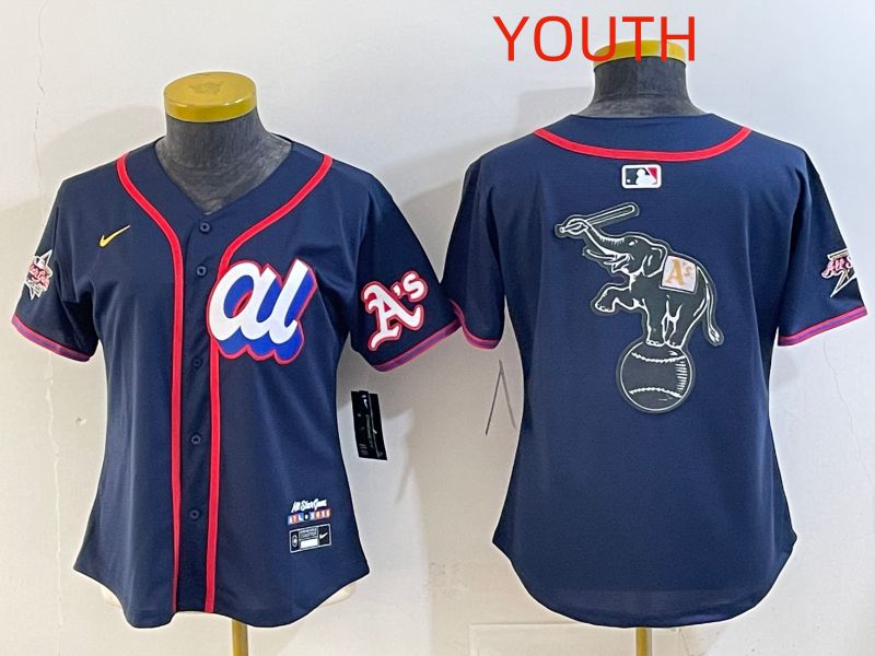 Youth 2025 Oakland Athletics Blank Drak Blue All star Nike MLB Jersey style 03->youth mlb jersey->Youth Jersey